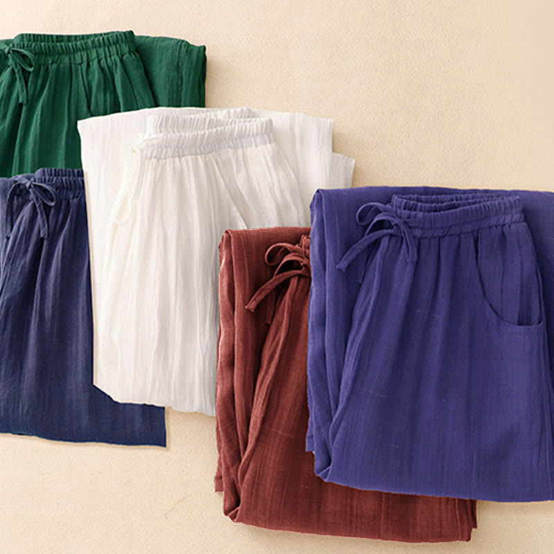 Nimara Ritual Spring Pure Color Drawstring Double Layer Women's Wide Leg Pants With Pockets