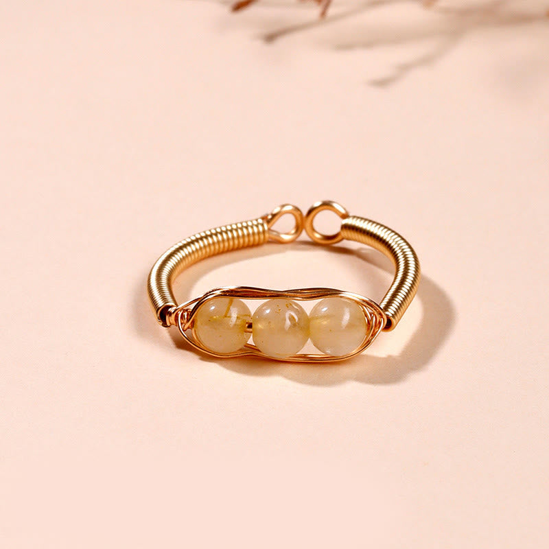 Nimara Ritual Natural Stone Bead Alloy Healing Open Ring