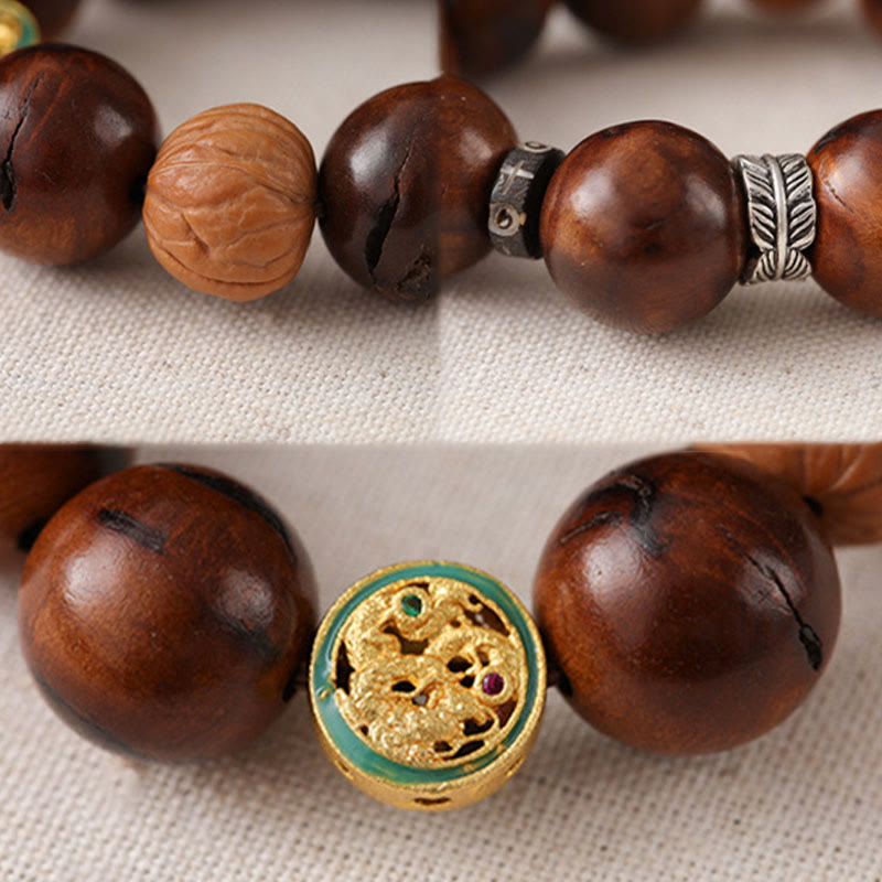 Nimara Ritual Tibet Lightning Struck Jujube Wood Yin Yang Luck Bracelet