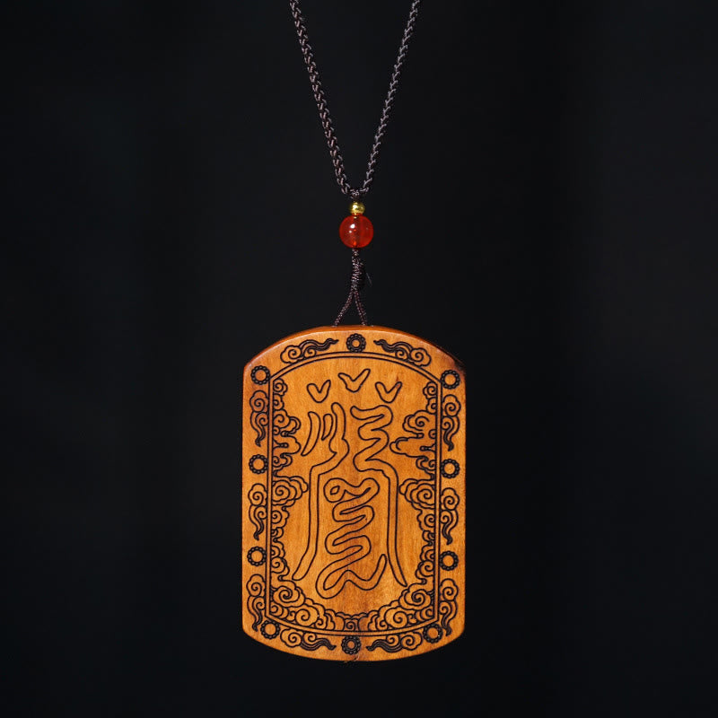 Nimara Ritual Lightning Struck Jujube Wood Dragon Yin Yang Bagua Protection Necklace Pendant