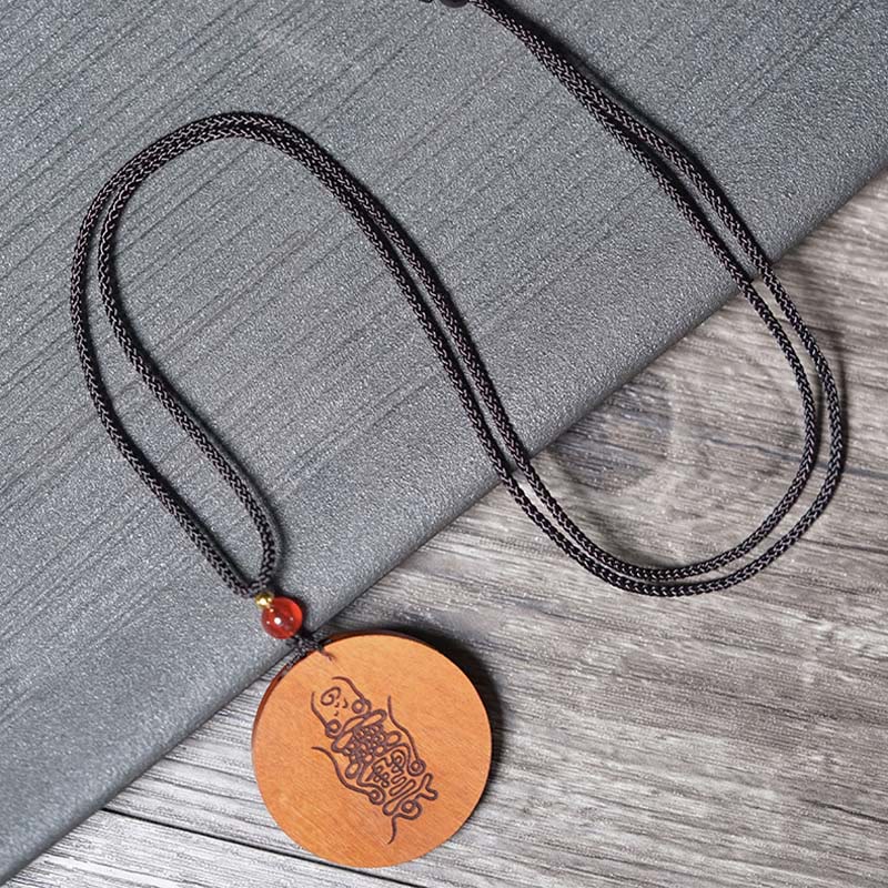 Nimara Ritual Lightning Struck Jujube Wood Yin Yang Bagua Luck Necklace Pendant