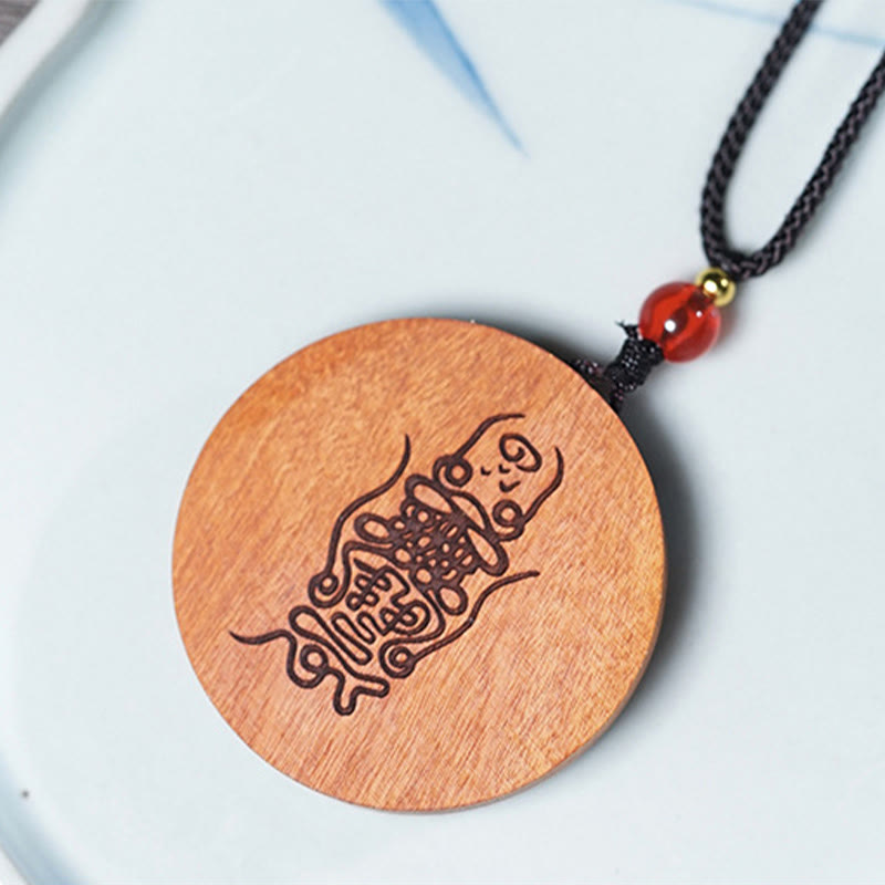 Nimara Ritual Lightning Struck Jujube Wood Yin Yang Bagua Luck Necklace Pendant