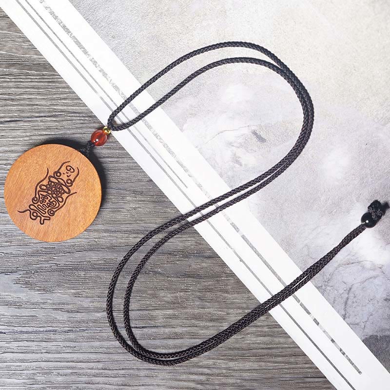 Nimara Ritual Lightning Struck Jujube Wood Yin Yang Bagua Luck Necklace Pendant