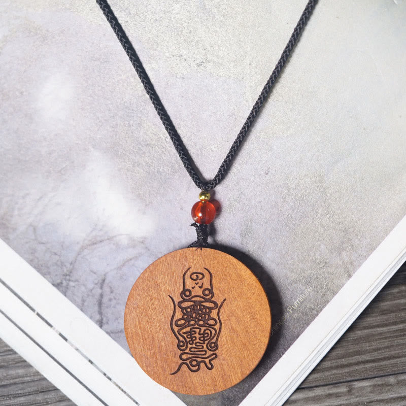 Nimara Ritual Lightning Struck Jujube Wood Yin Yang Bagua Luck Necklace Pendant