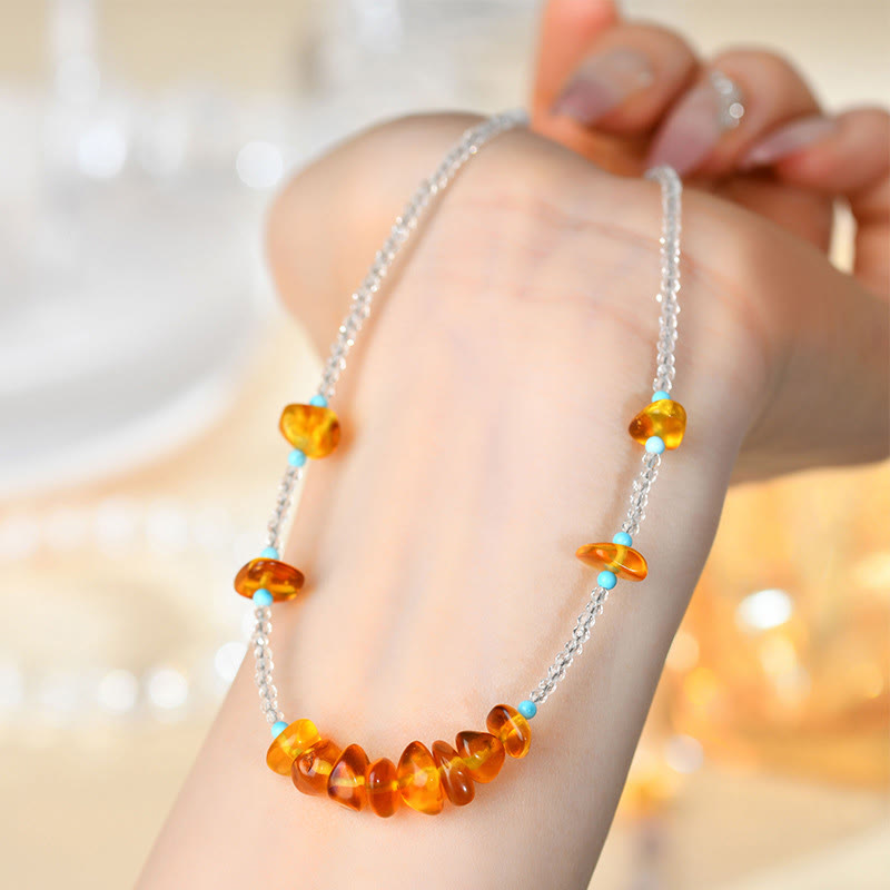 Nimara Ritual White Crystal Bead Irregular Amber Clarity Necklace Pendant
