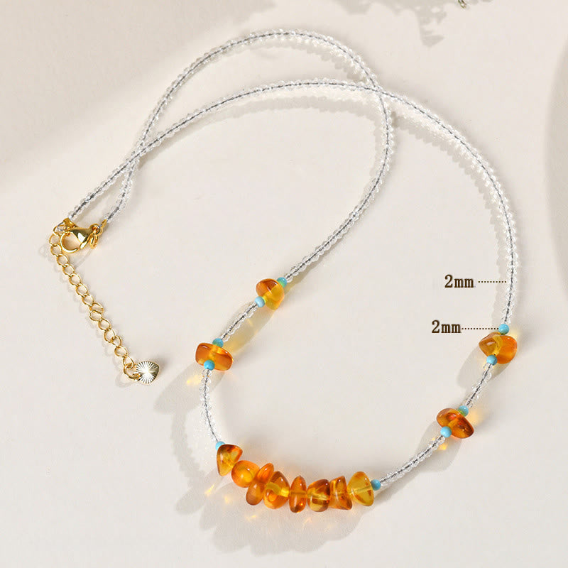 Nimara Ritual White Crystal Bead Irregular Amber Clarity Necklace Pendant