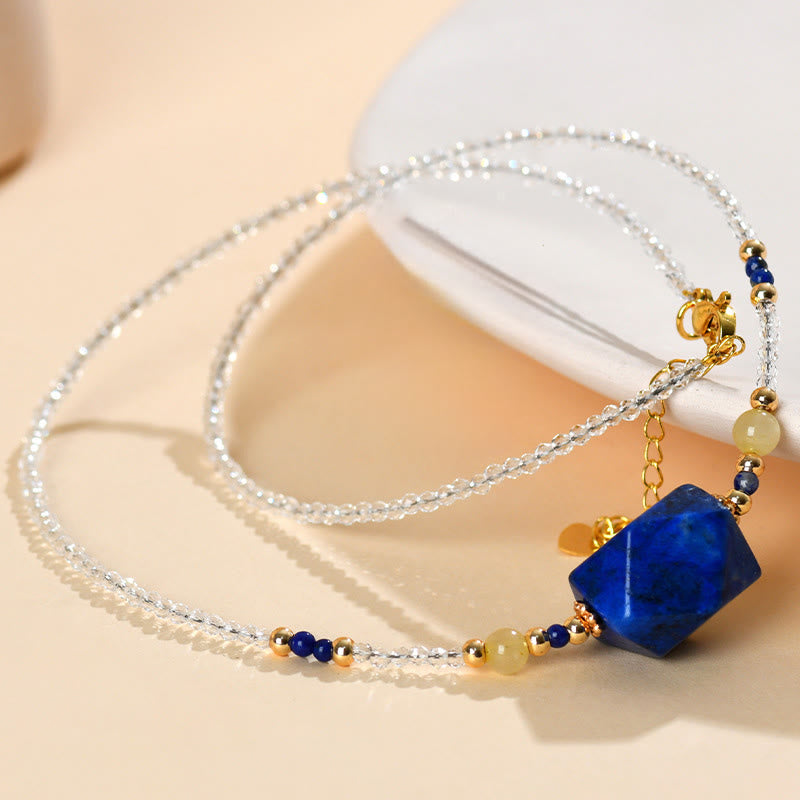Nimara Ritual White Crystal Lazurite Healing Meditation Necklace Pendant