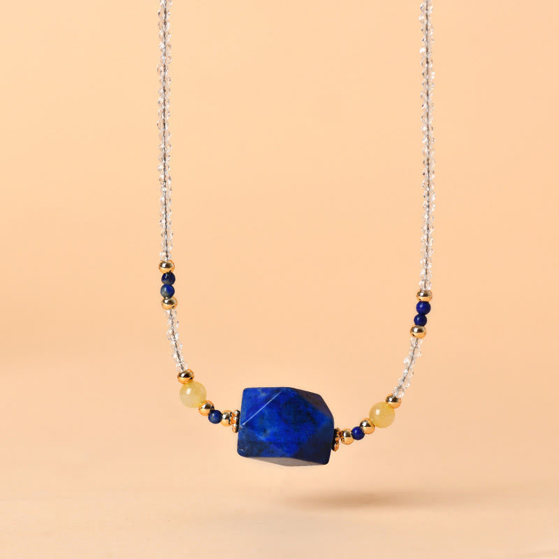 Nimara Ritual White Crystal Lazurite Healing Meditation Necklace Pendant