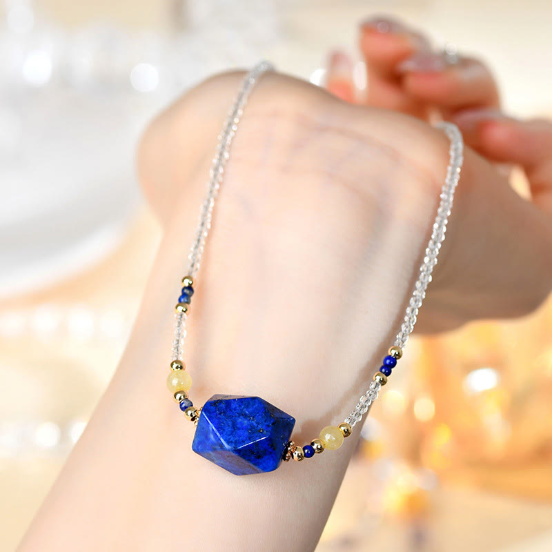 Nimara Ritual White Crystal Lazurite Healing Meditation Necklace Pendant