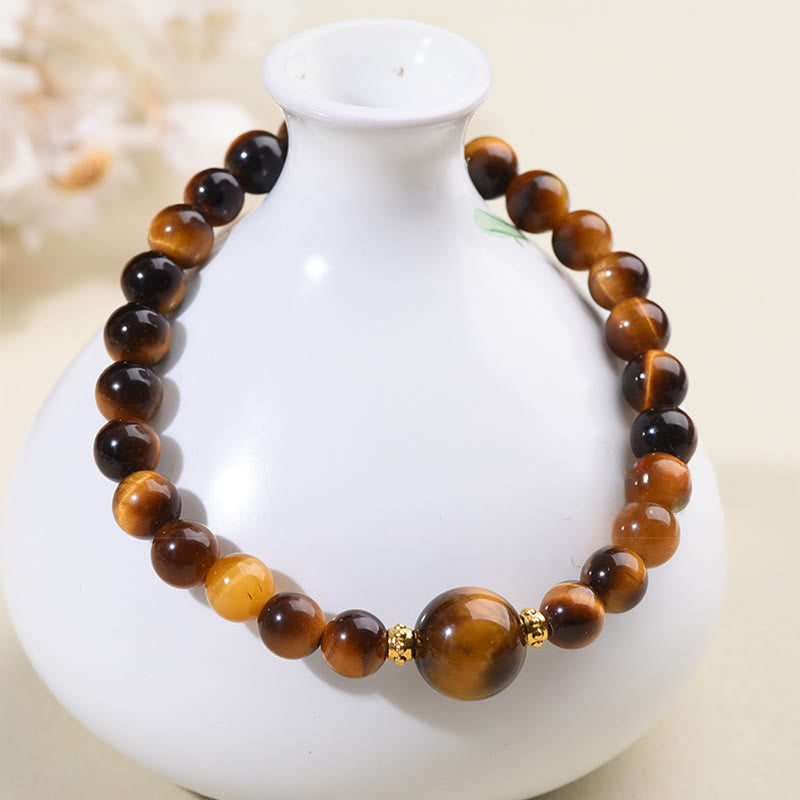 Nimara Ritual Tiger Eye Black Obsidian Courage Beads Bracelet