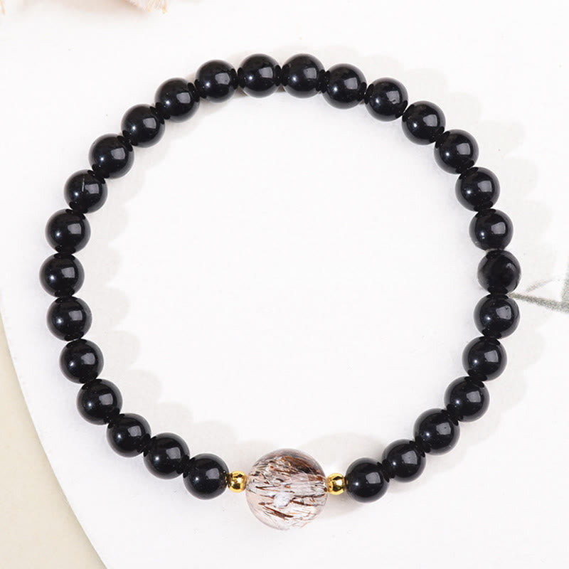 Nimara Ritual Tiger Eye Black Obsidian Courage Beads Bracelet