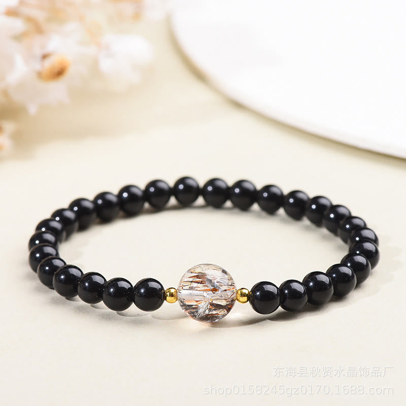 Nimara Ritual Tiger Eye Black Obsidian Courage Beads Bracelet