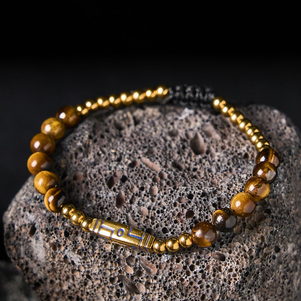 Nimara Ritual Cute Bone Pattern Tiger Eye Courage Beads Bracelet