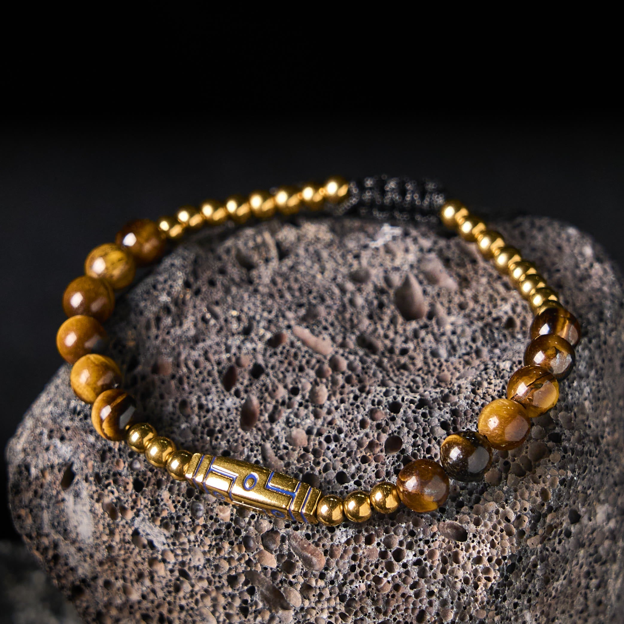 Nimara Ritual Cute Bone Pattern Tiger Eye Courage Beads Bracelet