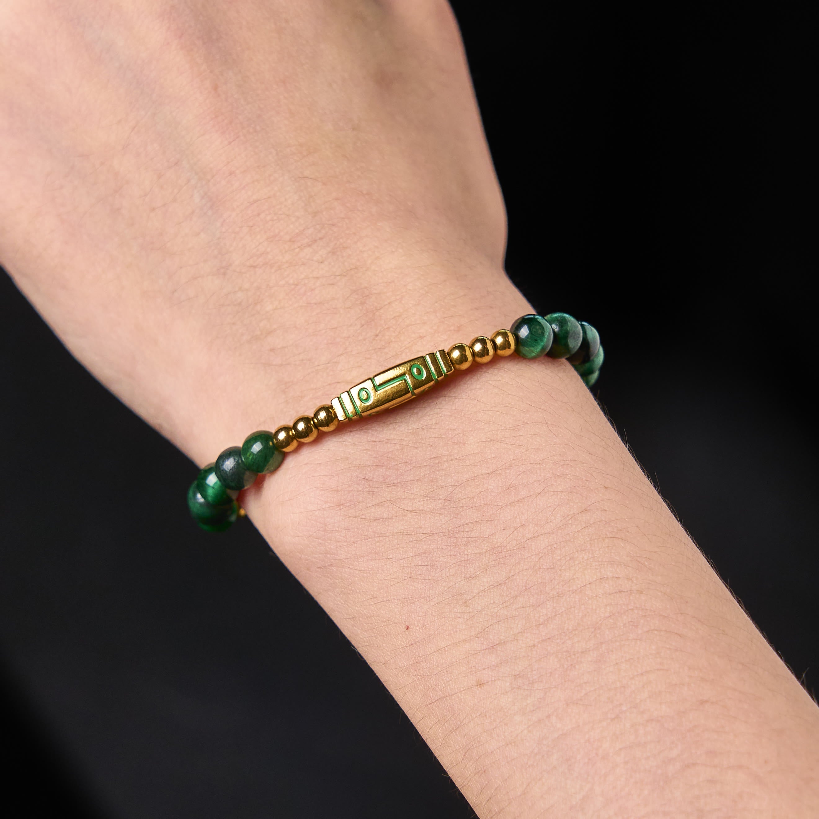 Nimara Ritual Cute Bone Pattern Tiger Eye Courage Beads Bracelet