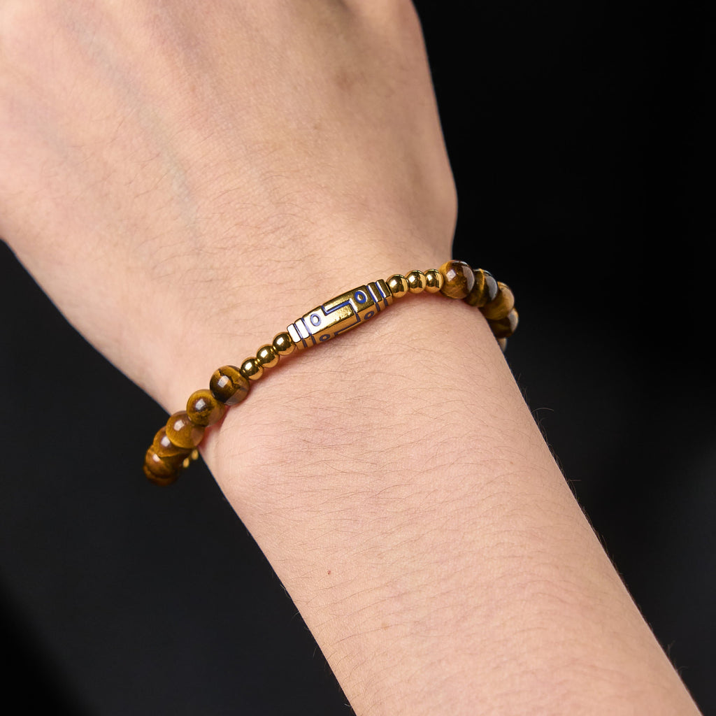 Nimara Ritual Cute Bone Pattern Tiger Eye Courage Beads Bracelet