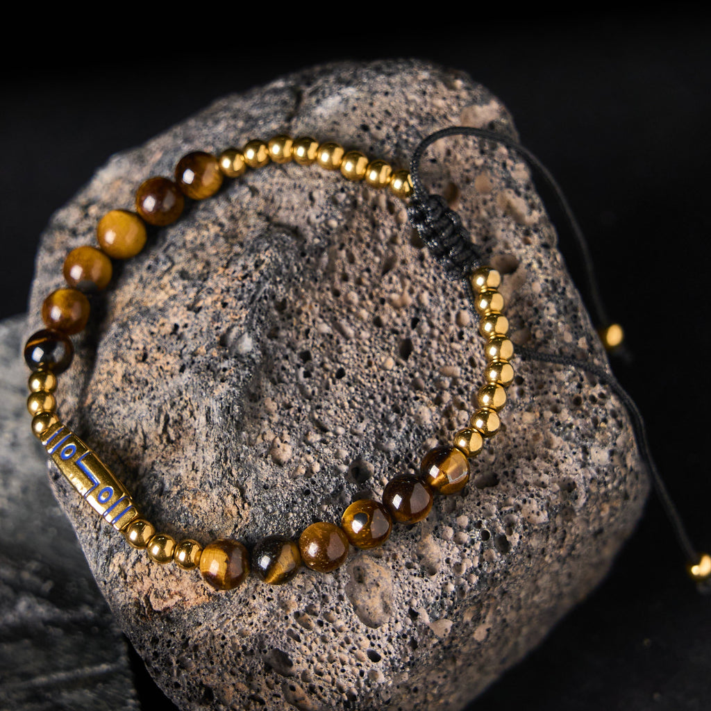 Nimara Ritual Cute Bone Pattern Tiger Eye Courage Beads Bracelet
