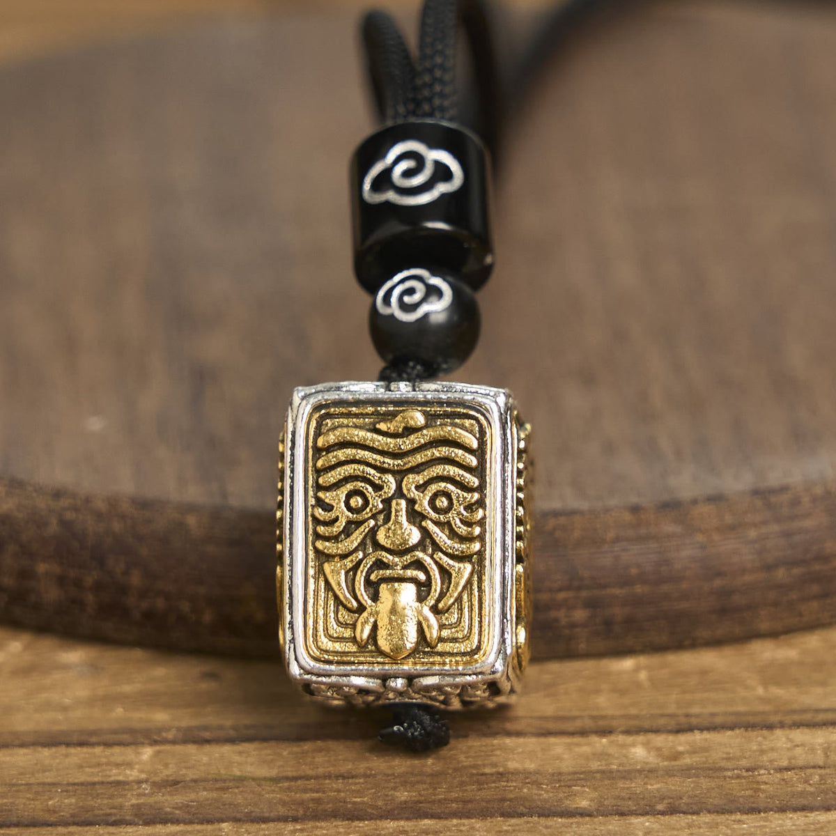 Nimara Ritual Tibetan Zakiram Goddess Of Wealth Protection Rope Square Necklace Pendant