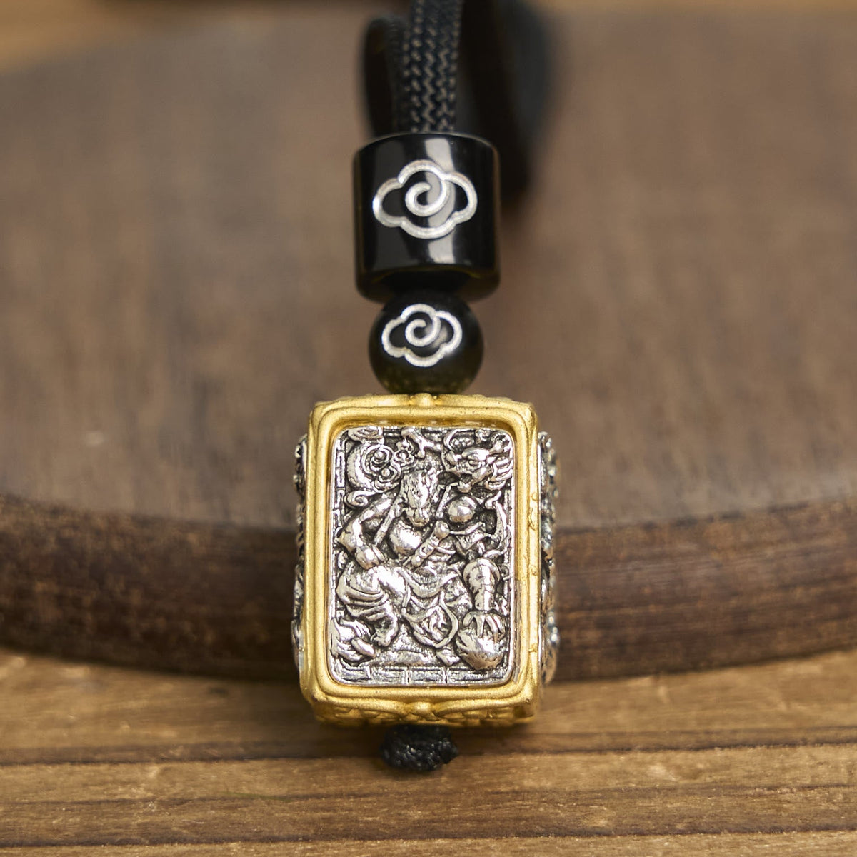 Nimara Ritual Tibetan Zakiram Goddess Of Wealth Protection Rope Square Necklace Pendant
