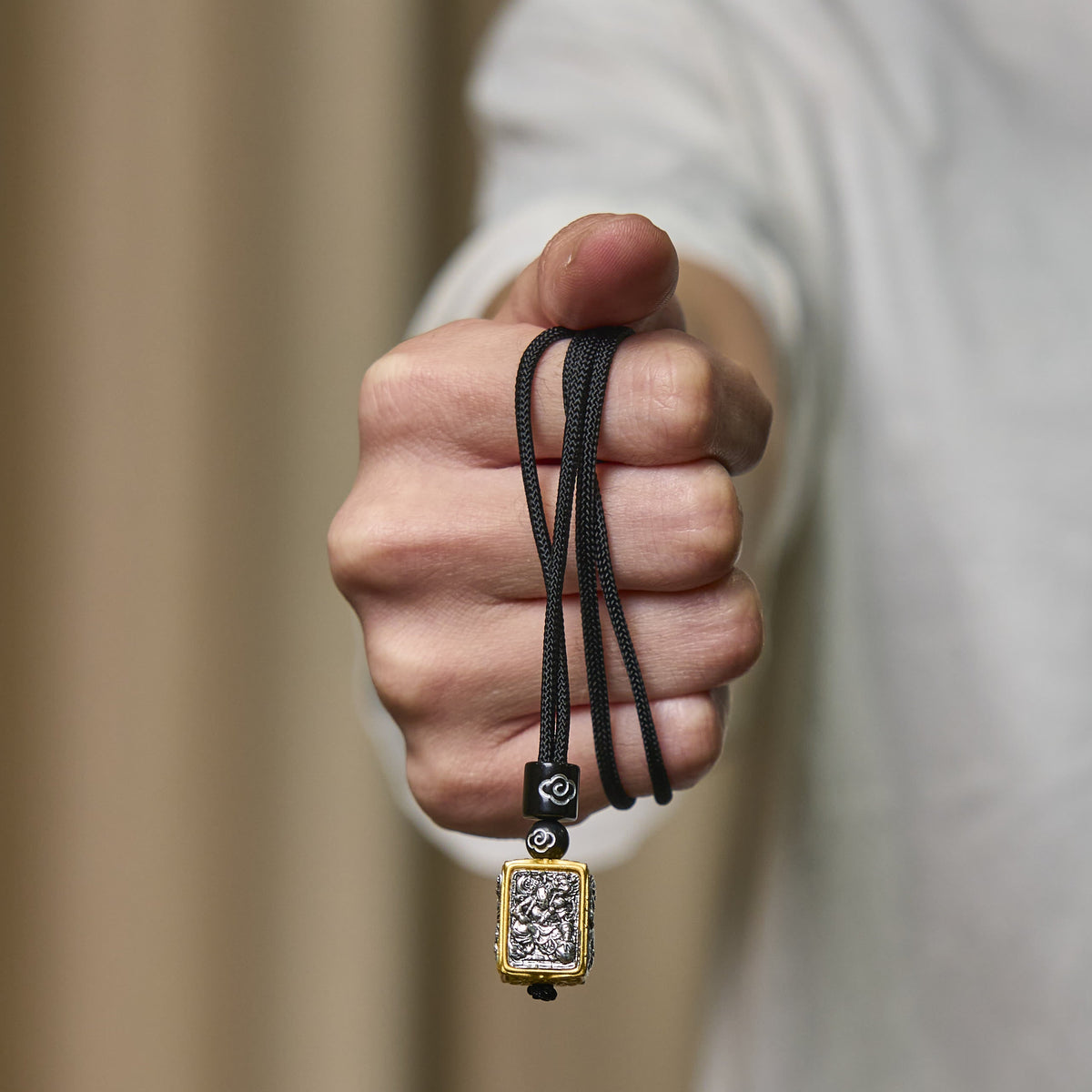 Nimara Ritual Tibetan Zakiram Goddess Of Wealth Protection Rope Square Necklace Pendant