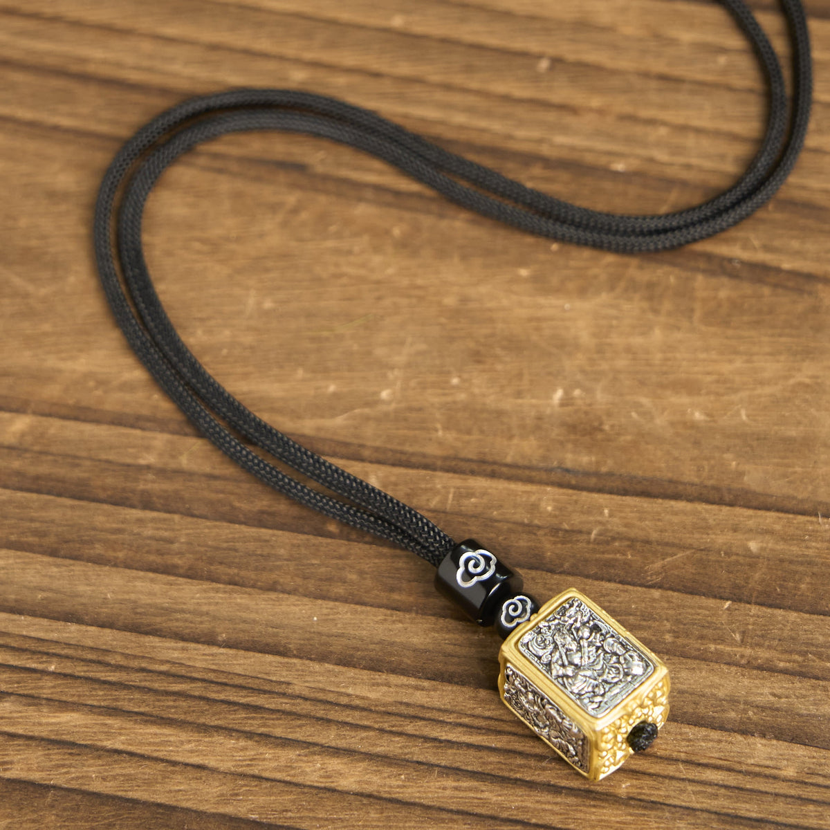 Nimara Ritual Tibetan Zakiram Goddess Of Wealth Protection Rope Square Necklace Pendant