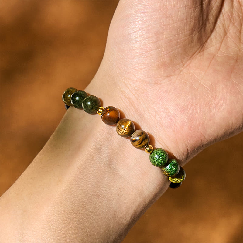 Nimara Ritual Turquoise Tiger Eye Beads Glass Balance Serenity Bracelet