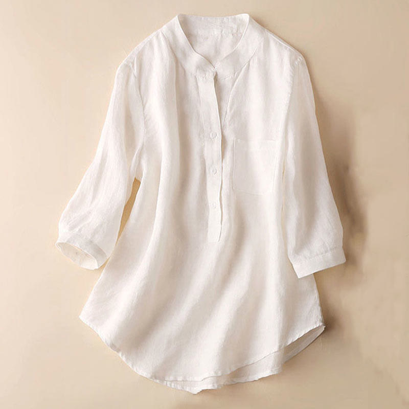 Nimara Ritual Casual Women's V-neck Three Quarter Sleeve Design Plain Shirt