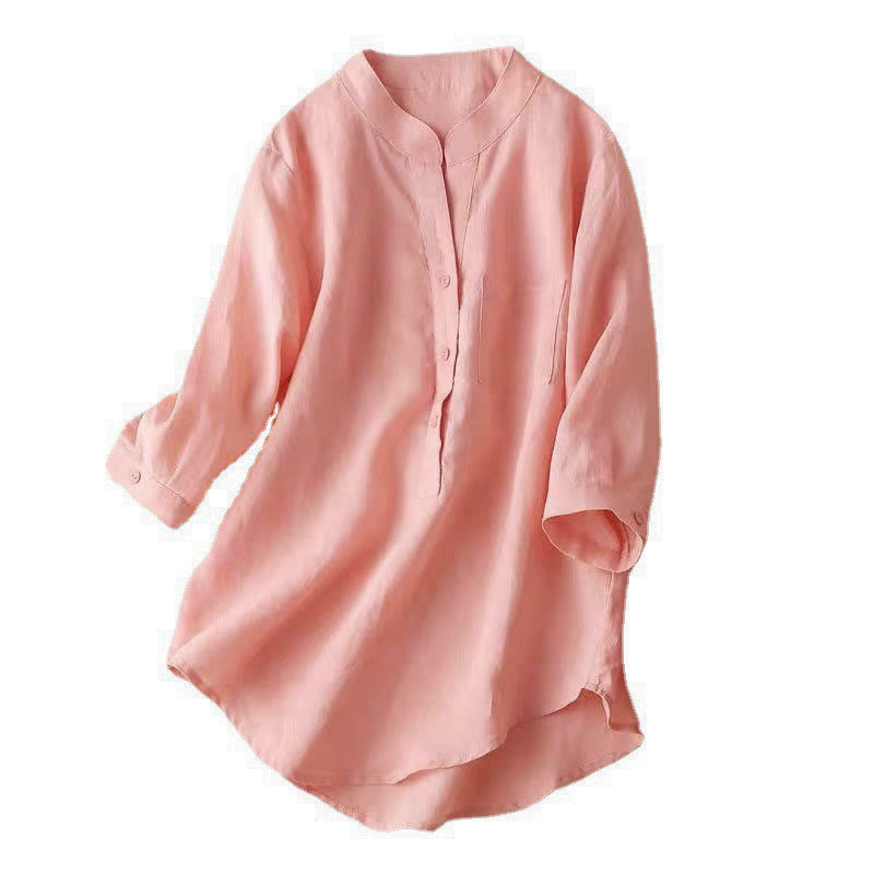 Nimara Ritual Casual Women's V-neck Three Quarter Sleeve Design Plain Shirt