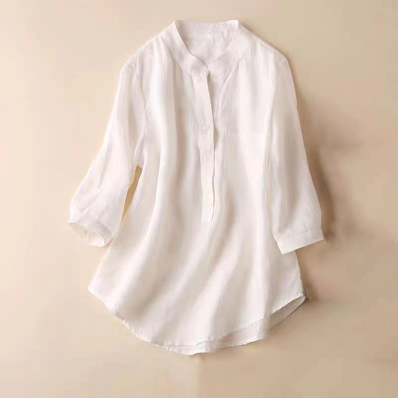 Nimara Ritual Casual Women's V-neck Three Quarter Sleeve Design Plain Shirt