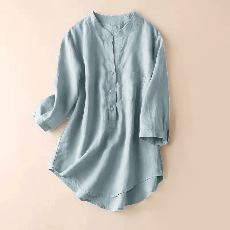 Nimara Ritual Casual Women's V-neck Three Quarter Sleeve Design Plain Shirt