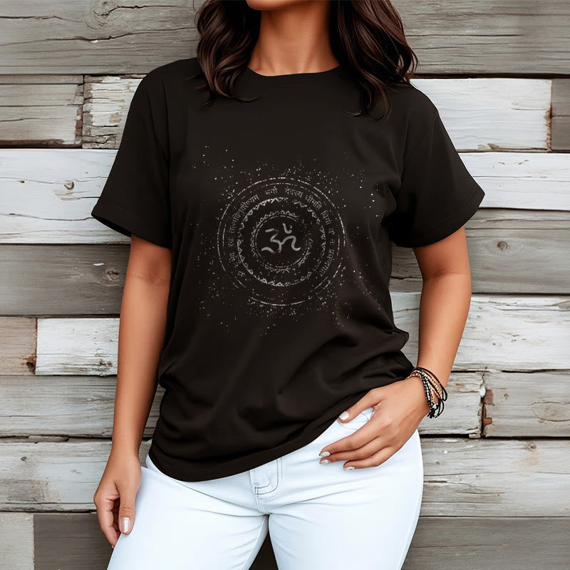 Nimara Ritual Mandala Om Symbol Mantra Pattern Tee Cotton T-shirt