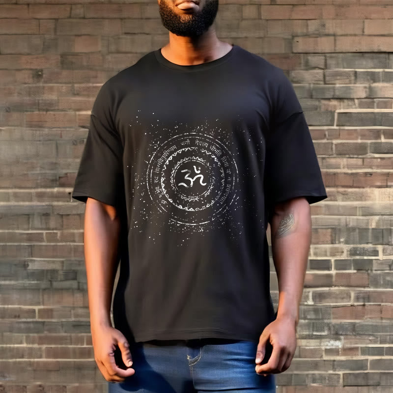 Nimara Ritual Mandala Om Symbol Mantra Pattern Tee Cotton T-shirt