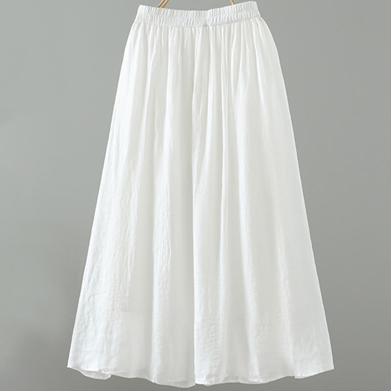 Nimara Ritual Summer Retro Pure Color Tassel Design Women's Skirt With Pockets