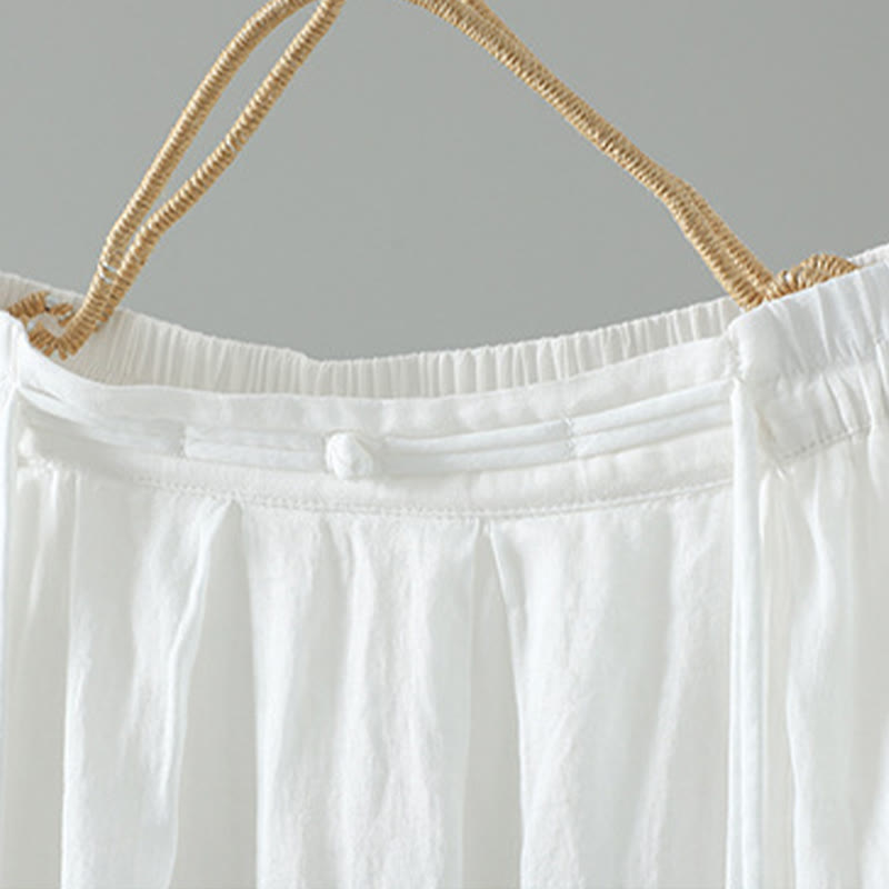 Nimara Ritual Summer Retro Pure Color Tassel Design Women's Skirt With Pockets