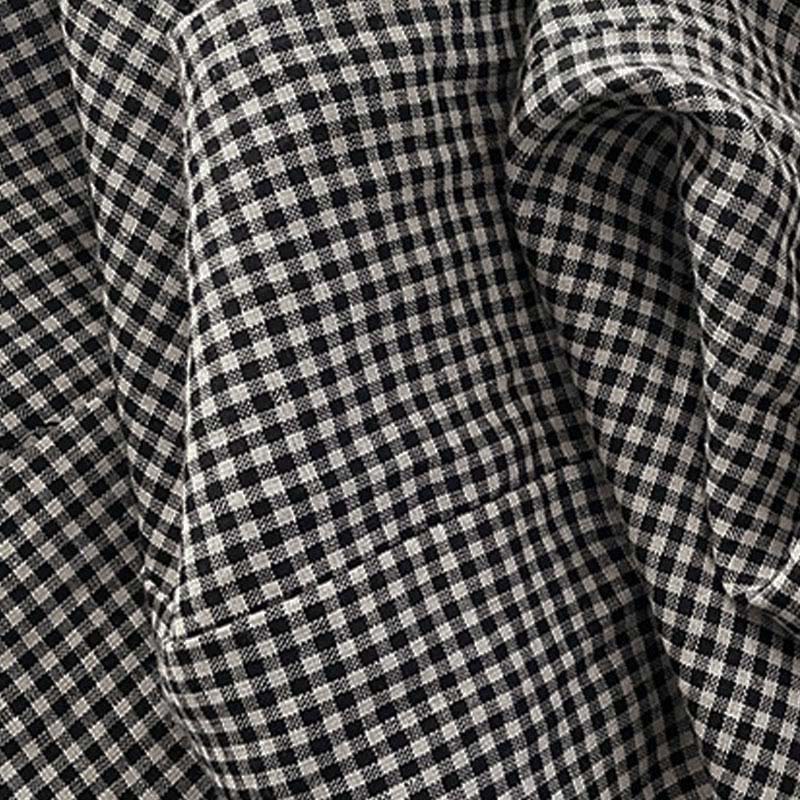 Nimara Ritual Casual Plain Handmade Plaid Midi Dress Cotton Sleeveless Dress With Pockets