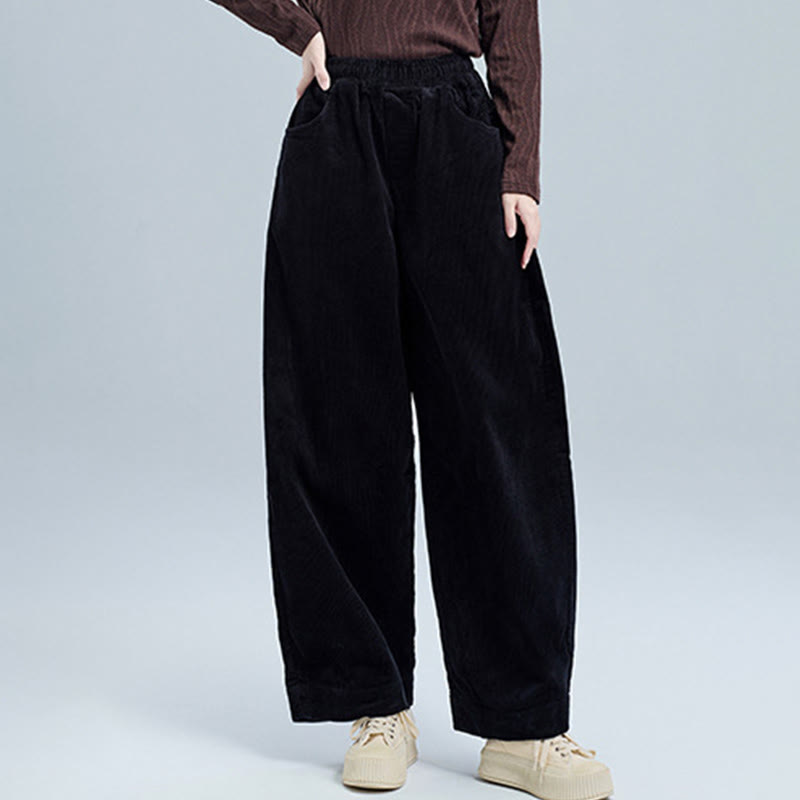Nimara Ritual Women's Fall Plain Ankle-Length Simple Design Corduroy Pants With Pockets