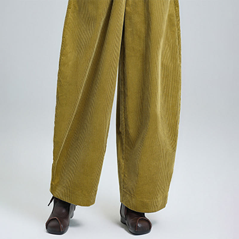 Nimara Ritual Women's Fall Plain Ankle-Length Simple Design Corduroy Pants With Pockets