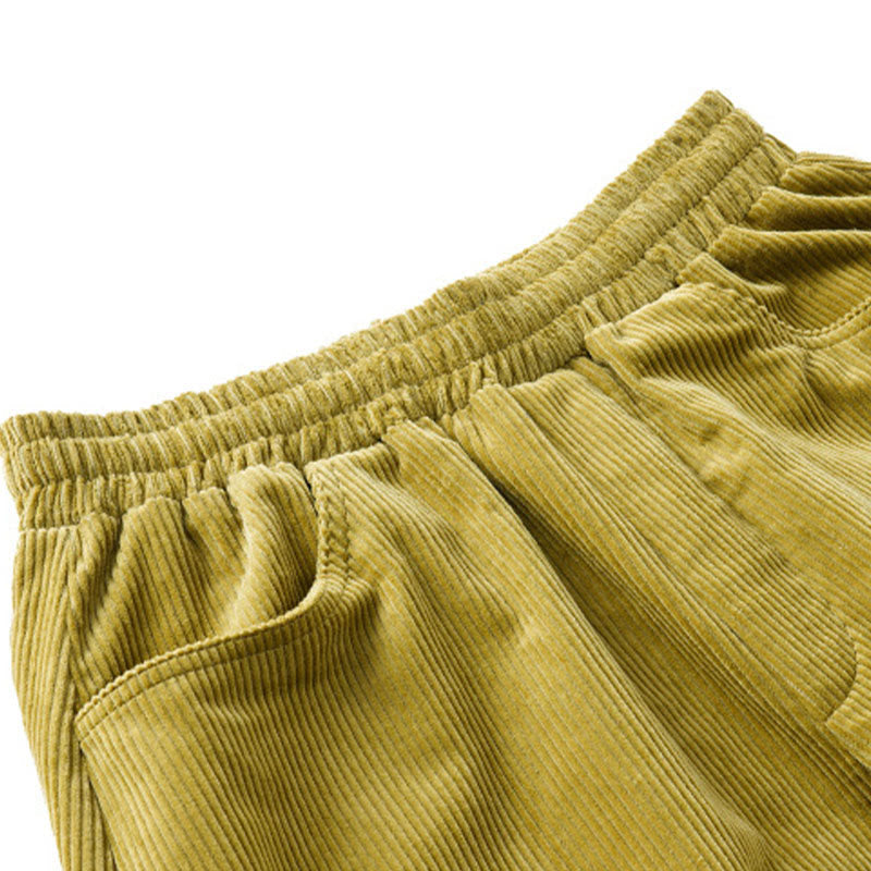Nimara Ritual Women's Fall Plain Ankle-Length Simple Design Corduroy Pants With Pockets