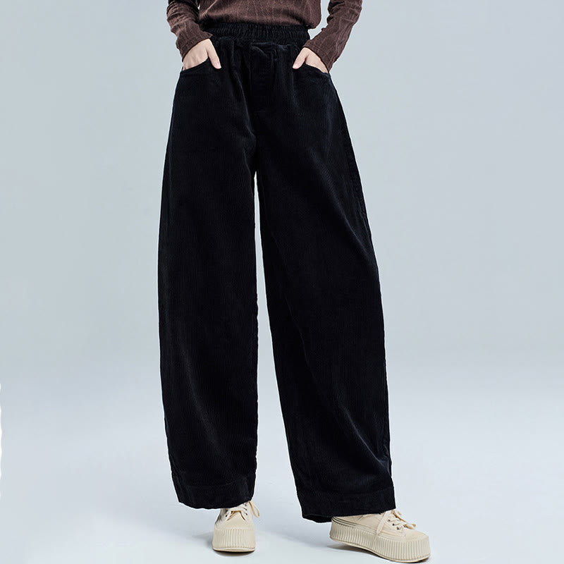 Nimara Ritual Women's Fall Plain Ankle-Length Simple Design Corduroy Pants With Pockets