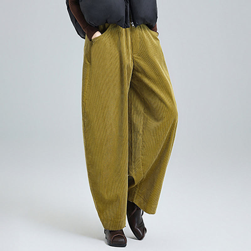 Nimara Ritual Women's Fall Plain Ankle-Length Simple Design Corduroy Pants With Pockets