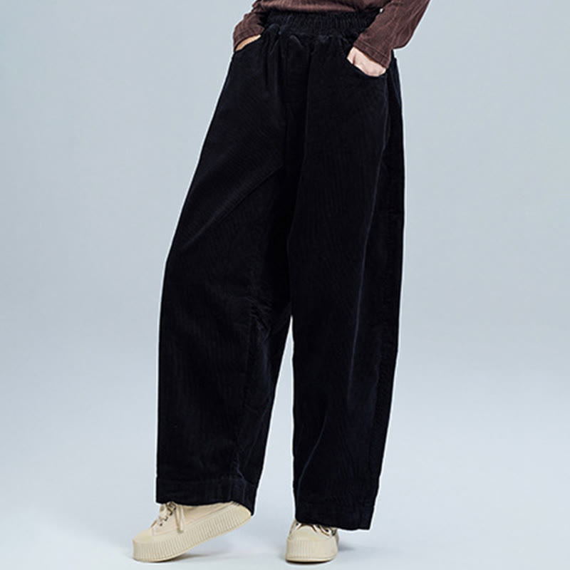 Nimara Ritual Women's Fall Plain Ankle-Length Simple Design Corduroy Pants With Pockets