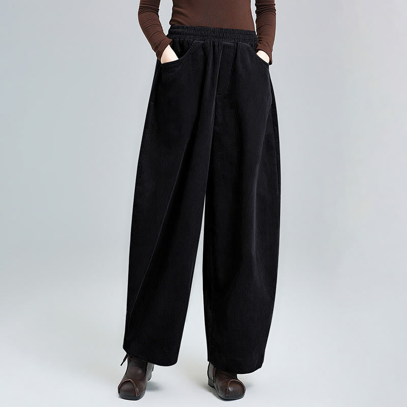 Nimara Ritual Women's Fall Plain Ankle-Length Simple Design Corduroy Pants With Pockets