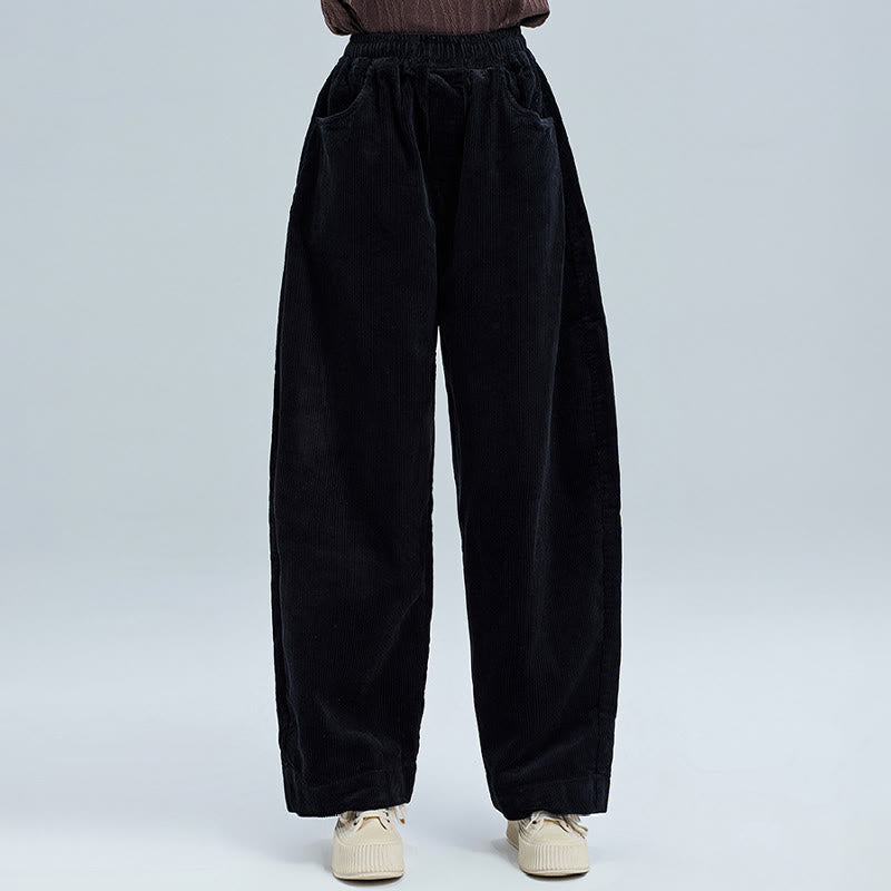 Nimara Ritual Women's Fall Plain Ankle-Length Simple Design Corduroy Pants With Pockets