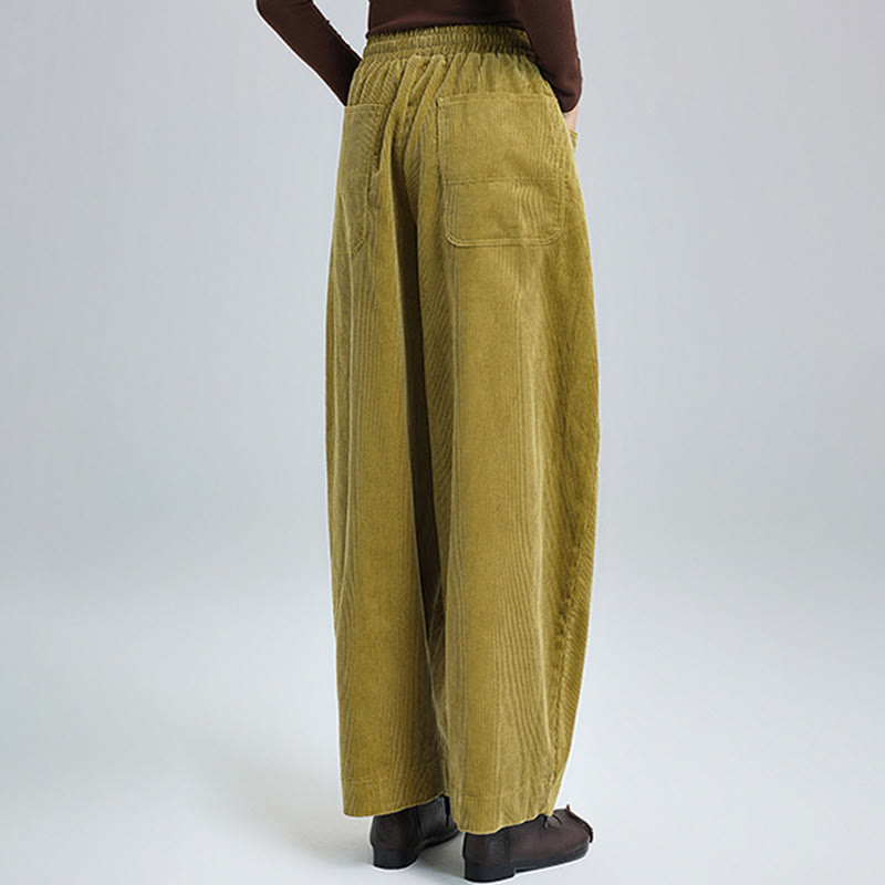 Nimara Ritual Women's Fall Plain Ankle-Length Simple Design Corduroy Pants With Pockets