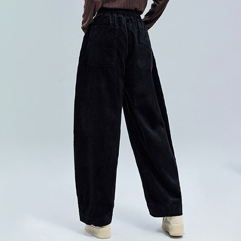 Nimara Ritual Women's Fall Plain Ankle-Length Simple Design Corduroy Pants With Pockets