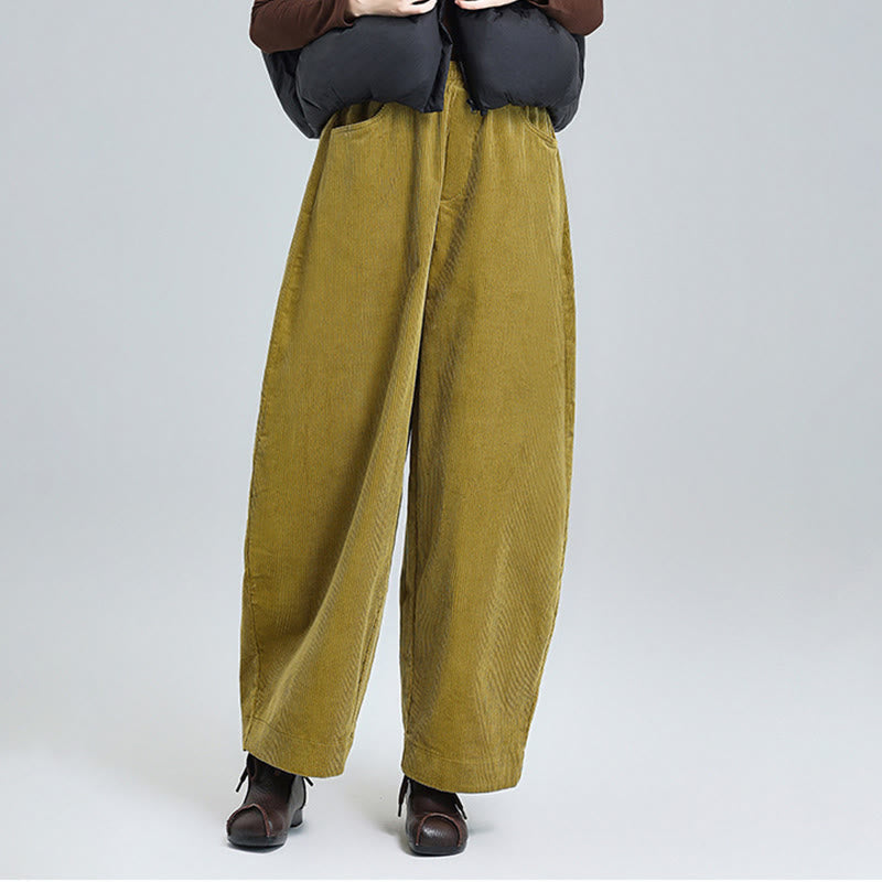Nimara Ritual Women's Fall Plain Ankle-Length Simple Design Corduroy Pants With Pockets