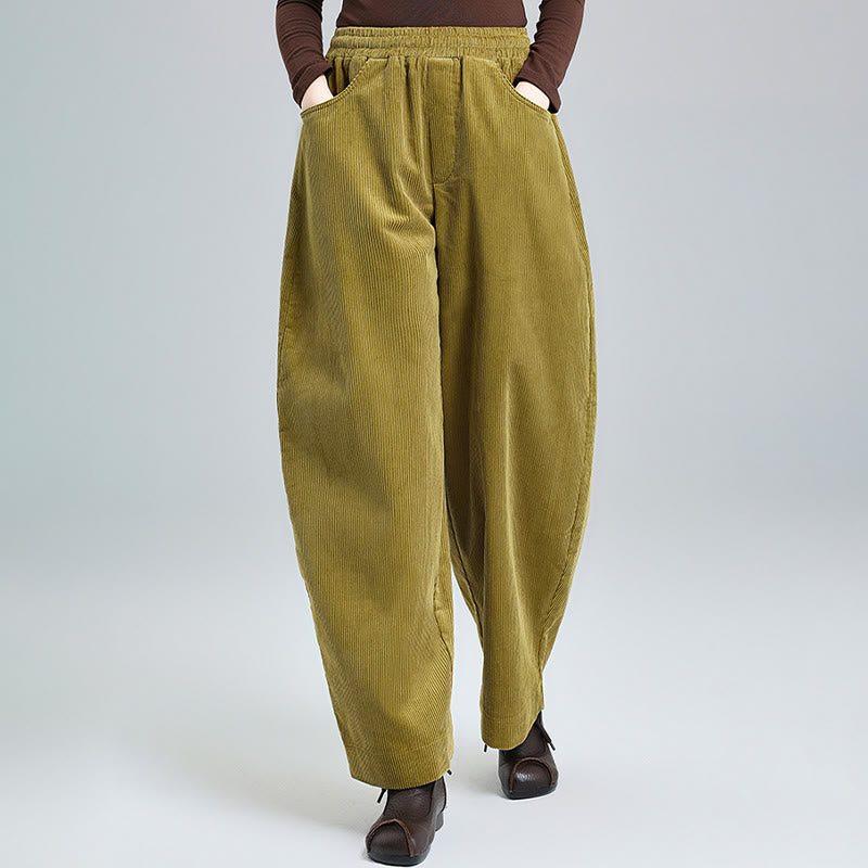 Nimara Ritual Women's Fall Plain Ankle-Length Simple Design Corduroy Pants With Pockets