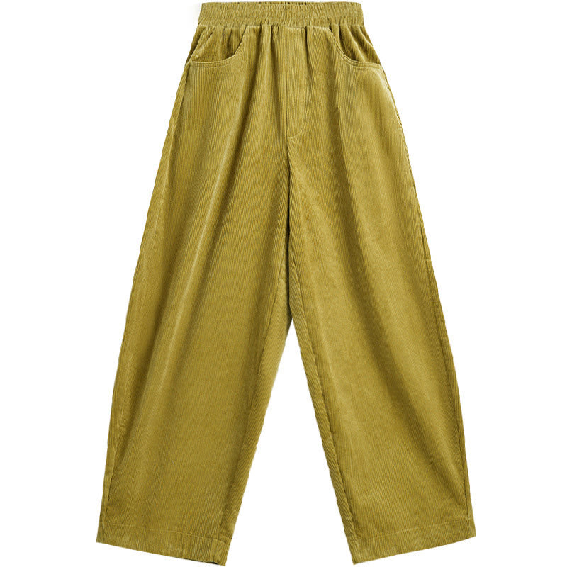 Nimara Ritual Women's Fall Plain Ankle-Length Simple Design Corduroy Pants With Pockets