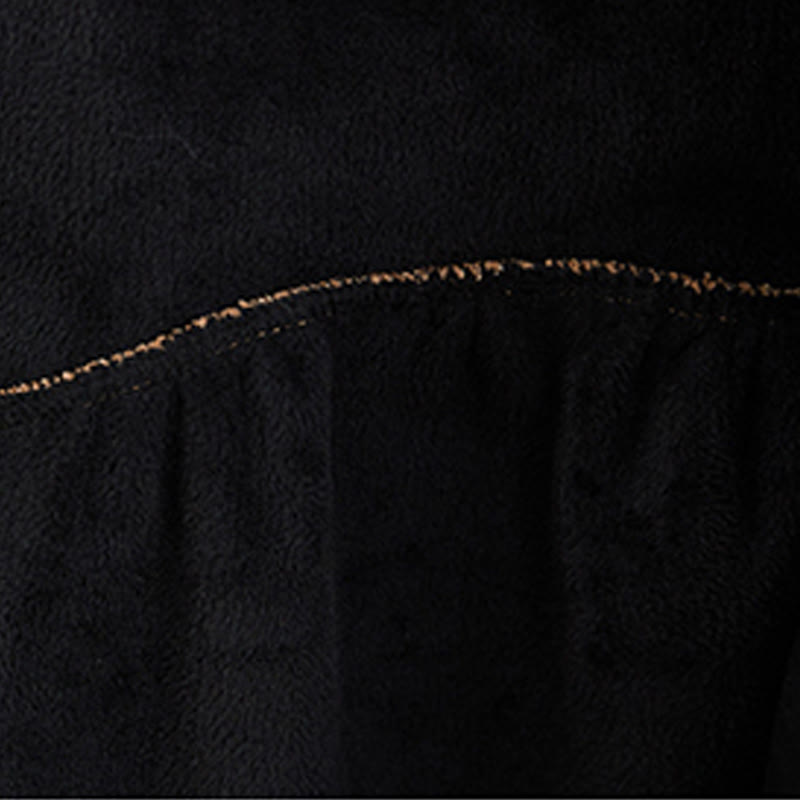 Nimara Ritual Plain Buttons Long Sleeve Women's Corduroy Fleece-Lined Coat With Pockets