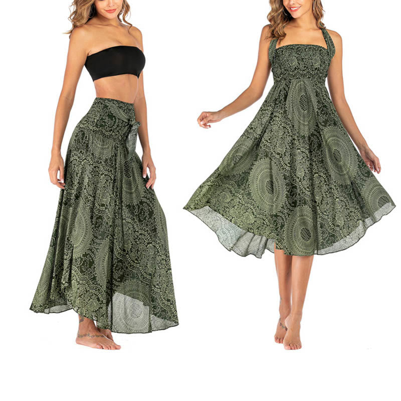 Nimara Ritual Two Style Wear Boho Compass Rose Flower Skirt Dress